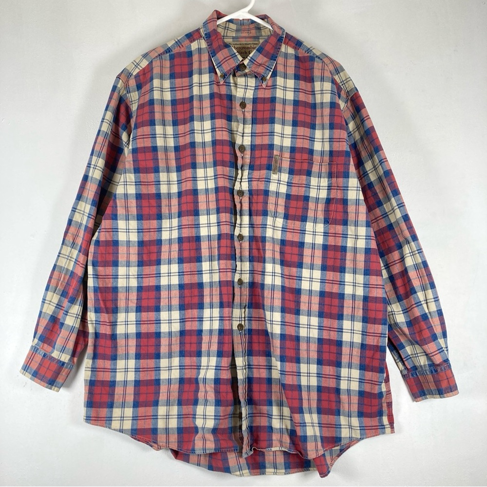 Vintage Abercrombie & Fitch Big Shirt Plaid L Baggy Loose 90s